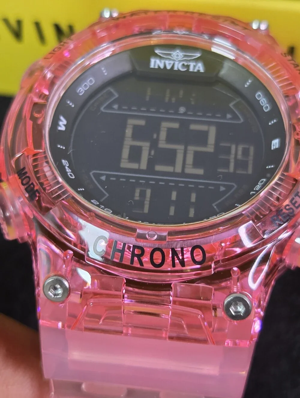Invicta Racing Burnout 52mm Men's Digital Watch Transparent Pink Black 49047